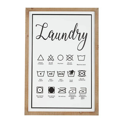 White Farmhouse Laundry Guide Wood Wall Decor, 22" x 32"