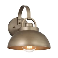 Hello Honey® Easton Tuscan Gold Modern Farmhouse Metal Shade & Exposed Bulb Wall Mounted Outdoor Light