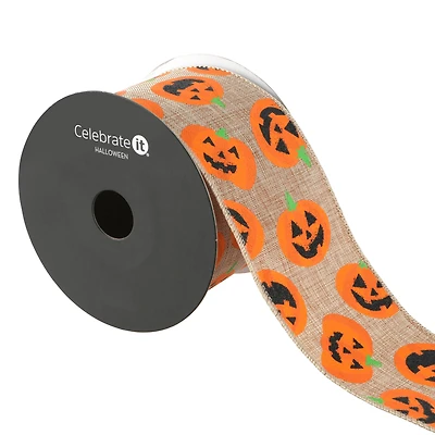 2.5" x 20ft. Pumpkin Wired Faux Burlap Ribbon by Celebrate It® Halloween