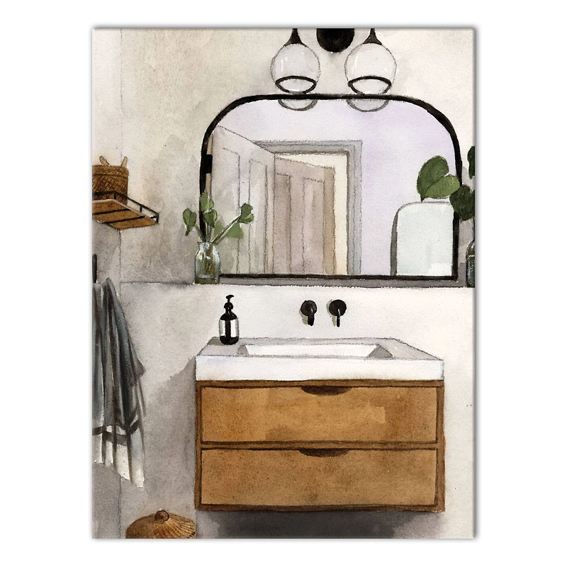 Modern Bathroom 12" x 16" Canvas Wall Art