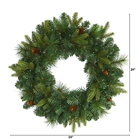 24" LED Mixed Pine Artificial Christmas Wreath