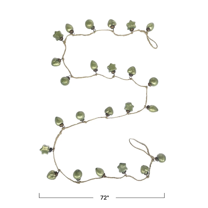 Hello Honey® 6ft. Olive Green Embossed Mercury Glass Ornament Garland