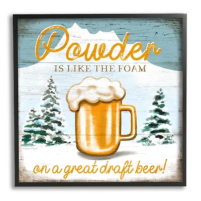 Stupell Industries Powder Like Foam Phrase Winter Mountain Beer Glass Framed Wall Art