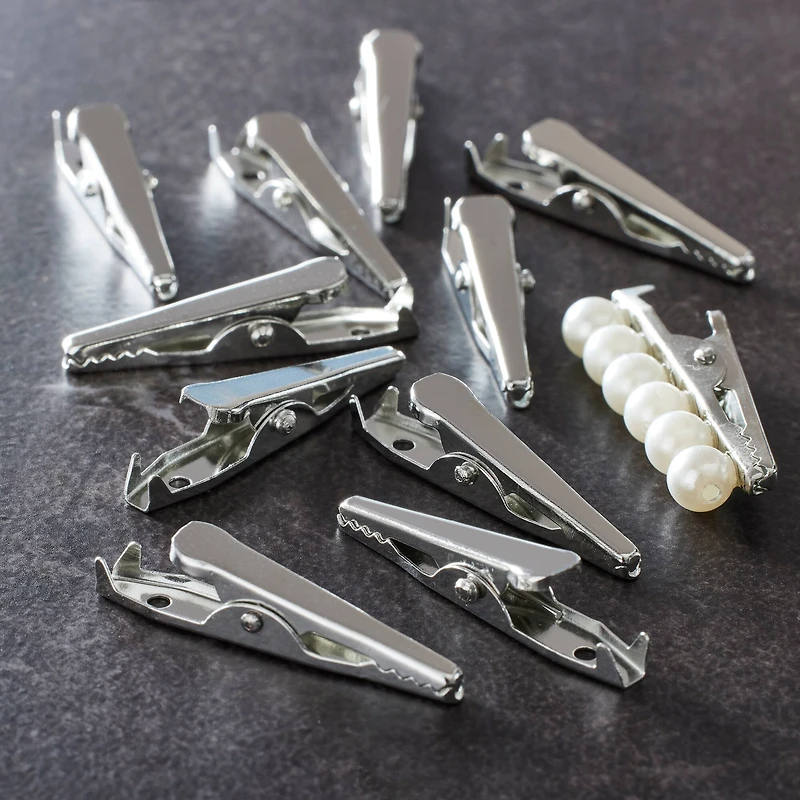 12 Packs: 12 ct. (144 total) Rhodium Alligator Clips by Bead Landing™