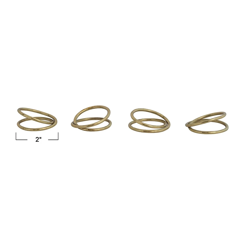 Hello Honey® Modern Round Brass Napkin Rings with Leather Tie Set