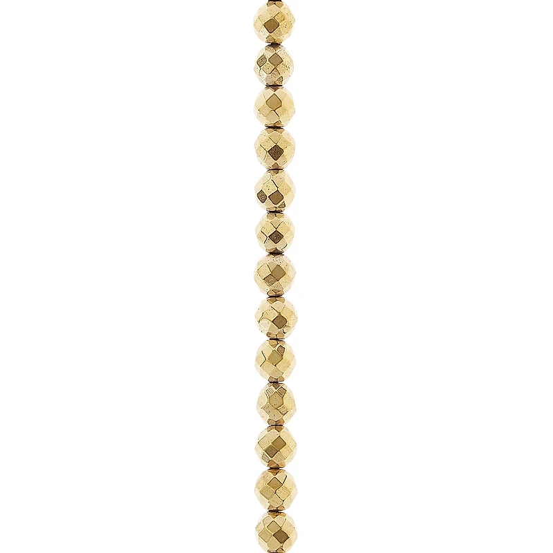12 Pack:  Gold Faceted Luster Hematite Round Beads, 6mm by Bead Landing™