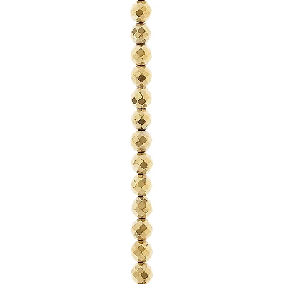 12 Pack: Gold Faceted Luster Hematite Round Beads, 6mm by Bead Landing™