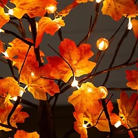 4ft. Pre-Lit Minimalist Autumn Maple Artificial Fall Tree with 56 LED Warm White & Orange Pumpkin Shaped Lights