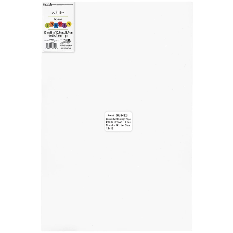 Essentials by Leisure Arts White Foam Sheets, 15ct.
