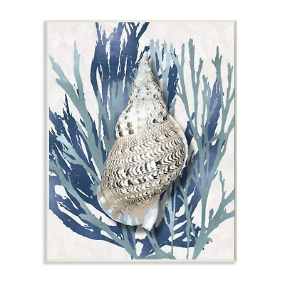 Stupell Industries Shell Coral Blue Beach Design Wall Plaque