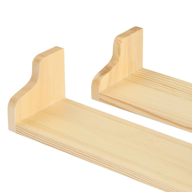 NEX™ Pale Yellow Rustic Wood Floating Shelves Set with Metal Brackets