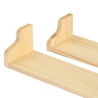 NEX™ Pale Yellow Rustic Wood Floating Shelves Set with Metal Brackets
