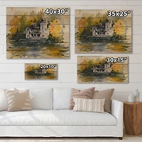 Designart - Castle By The Lake With Autumn Trees