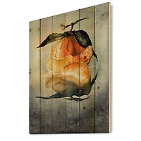 Designart - One Peeled Fresh Orange Mandarin With Green Leaves