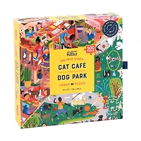Cat Cafe & Dog Park Double-Sided Jigsaw Puzzle: 500 Pcs