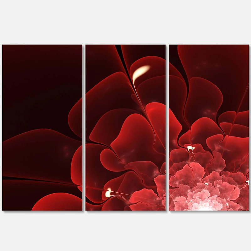 Designart - Fractal Flower Clear Red Digital Art