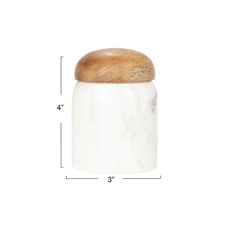 Hello Honey® 4" White Marble & Mango Wood Pinch Pot with Lid