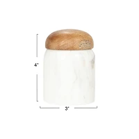 Hello Honey® 4" White Marble & Mango Wood Pinch Pot with Lid