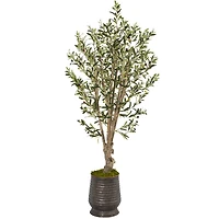 5ft. Olive Tree in Ribbed Metal Planter