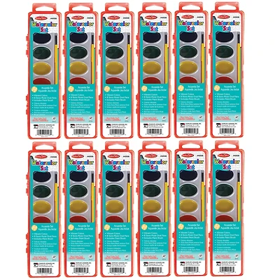 Charles Leonard Semi-Moist Watercolor Paint Set, 12 Pack of 8