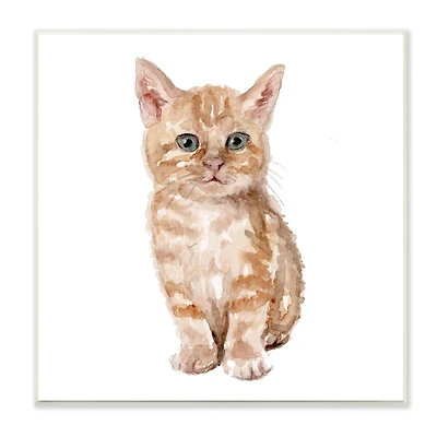 Stupell Industries Tabby Cat Kitten Watercolor Portrait Nursery Animal,12" x 12"