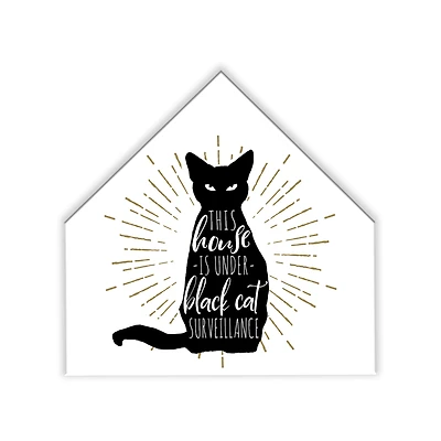 Black Cat House Shaped Canvas Wall Art