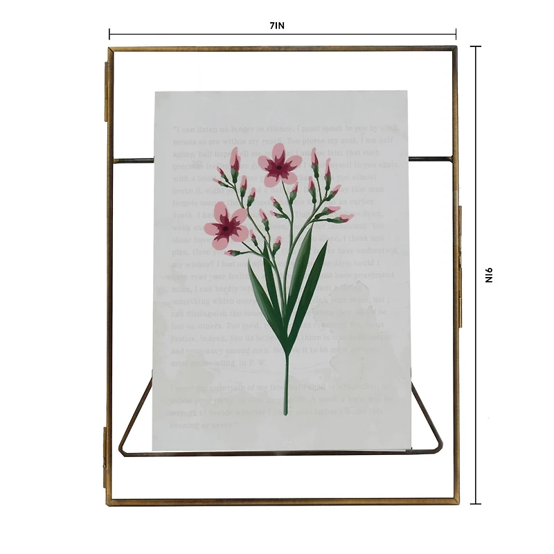 Just Jane 7" x 9" Brass Float Frame with Easel by Studio Décor®