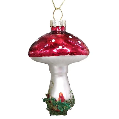 Wizardi 8.27" x 11.81" Glass Mushroom Christmas Ornament, 1pc.