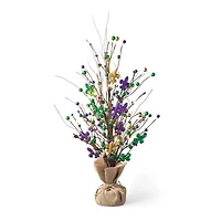 Glitzhome® 21" Lighted Mardi Gras Fleur-de-Lis & Berry Table Tree