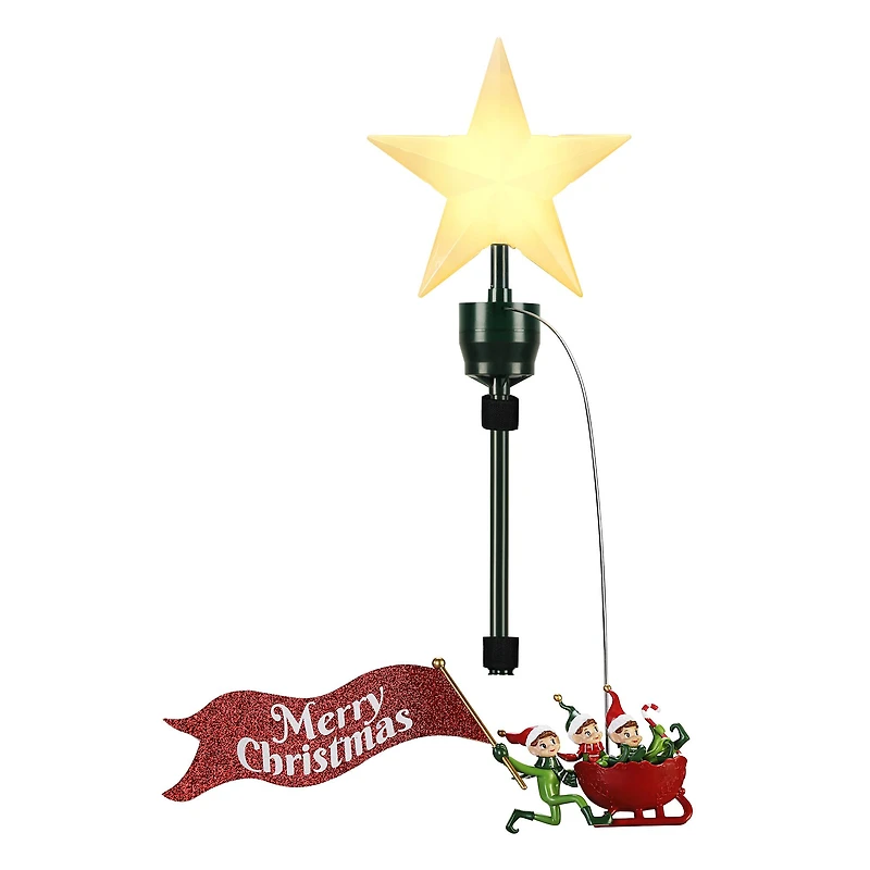 Elves in Sleigh Animated Tree Topper