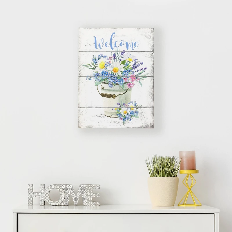 16" Spring Floral Welcome Wall Sign
