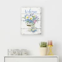 16" Spring Floral Welcome Wall Sign