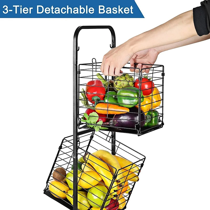 NEX™ Black 3-Tier Fruit Basket Stand