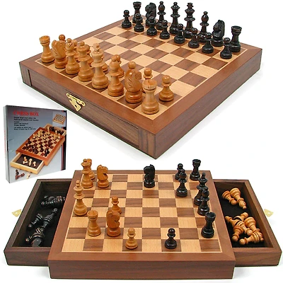 Toy Time Walnut Inlaid Magnetized Chess Set