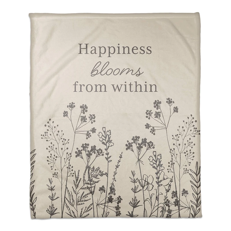 Happniess Blooms from Within 50" x 60" Coral Fleece Blanket
