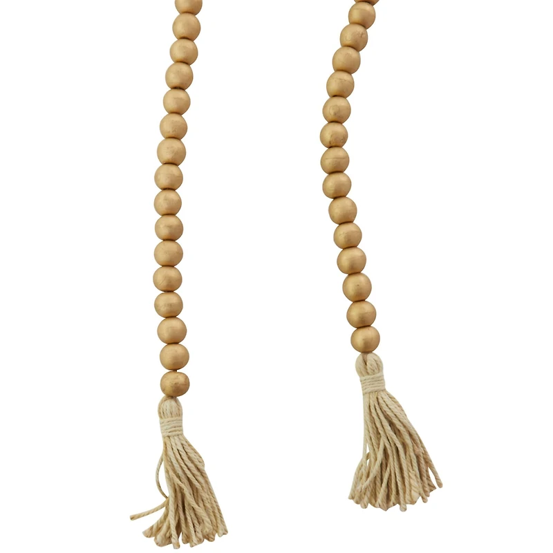 Gold Mango Wood Beaded Garland with Tassel
