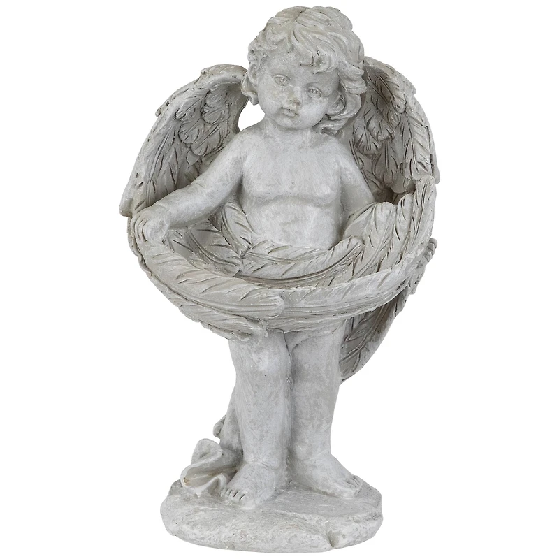 8" Cherub Wrapped in Wings Outdoor Garden Statue