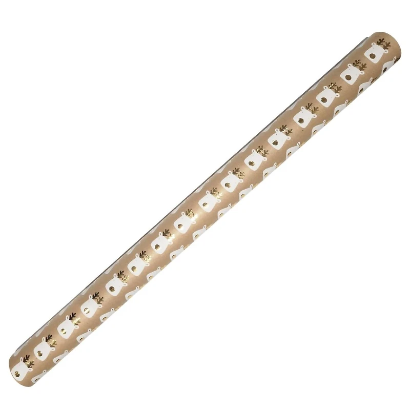 White Reindeer Gold Foil Premium Gift Wrap by Celebrate It™