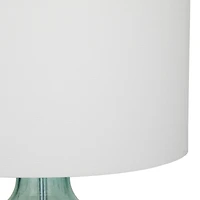 Teal Glass Table Lamp Set of 2 16", 25"