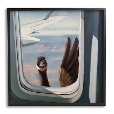 Stupell Industries Hello from a Goose Airplane Window Scene Painting Framed Wall Art