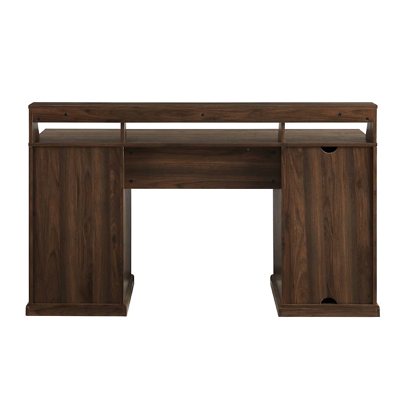 Walker Edison 58" Dark Walnut 3 Drawer Computer Desk with Hutch