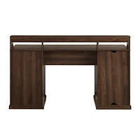 Walker Edison 58" Dark Walnut 3 Drawer Computer Desk with Hutch