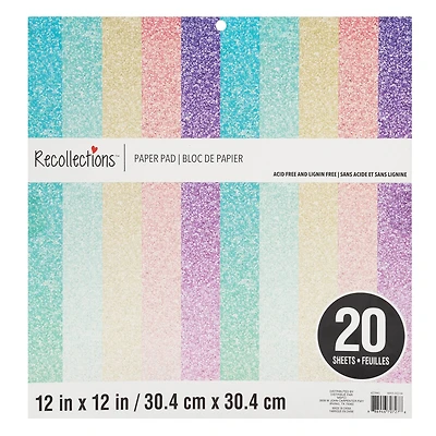 6 Packs: 20 ct. (120 total) Signature™ Ombre Glitter Paper Pad by Recollections®, 12" x 12"