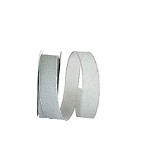 JAM Paper 1.5" x 20yd. Silver Sparkle Glimmer Radiance Wired Edge Ribbon