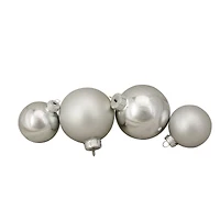 96ct. Silver Shiny & Matte Glass Ball Ornaments
