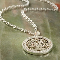 Charmalong™ Silver Plated & Stone Paved Tree Charm by Bead Landing™