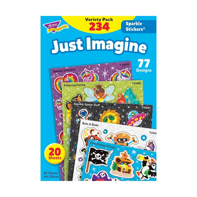 Trend Enterprises® Sparkle Stickers® Just Imagine Variety Pack, 2 Packs of 234
