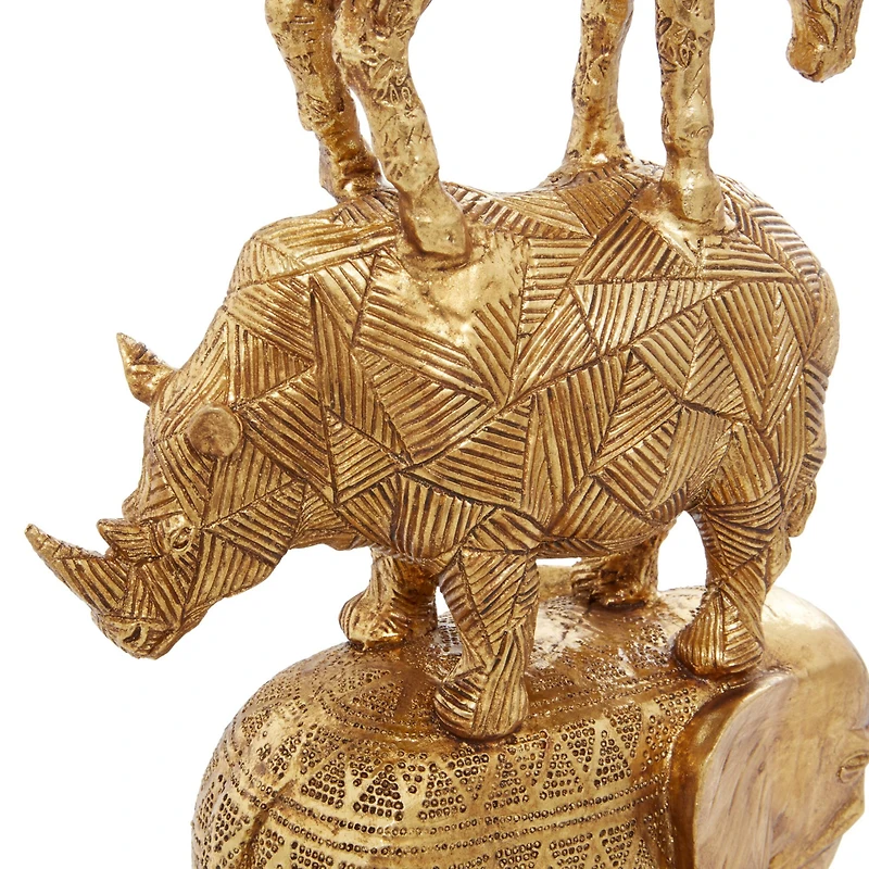 15" Gold Glam Stacked Animal Sculpture