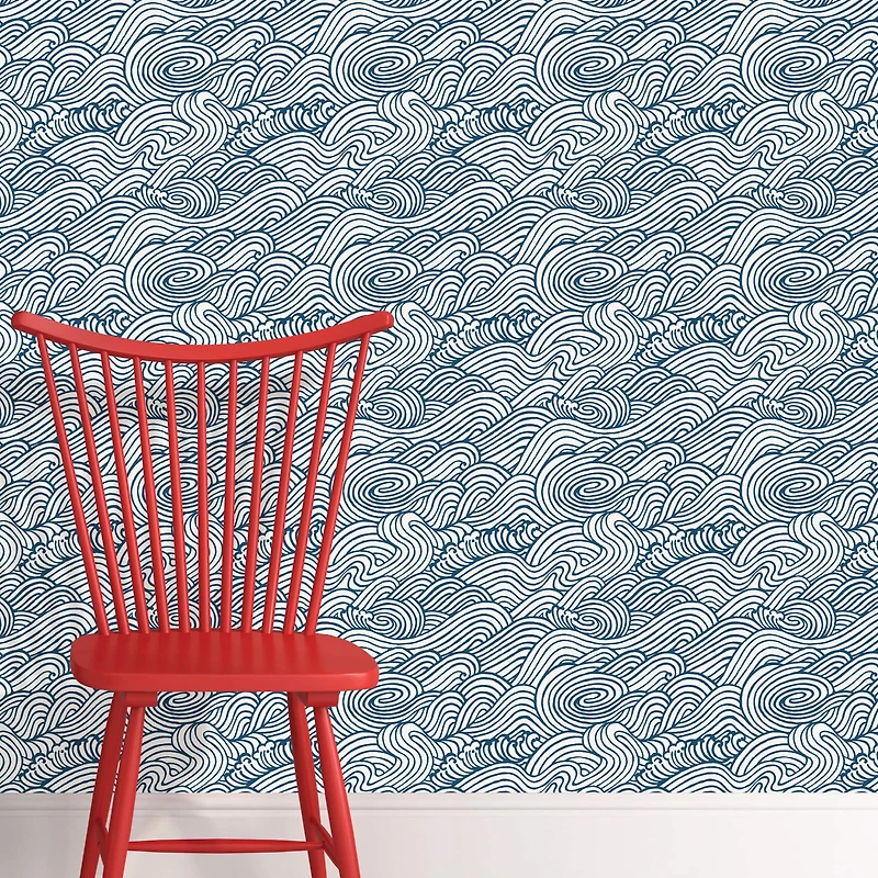 NuWallpaper Navy Saybrook Peel & Stick Wallpaper