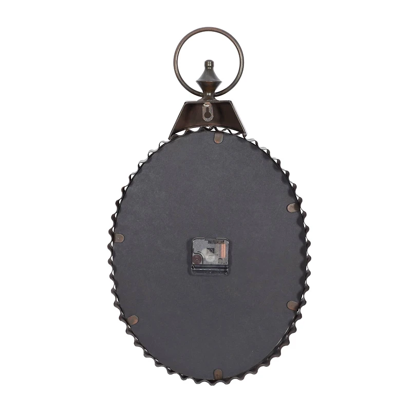 Black Industrial Metal Wall Clock, 21" x 12"